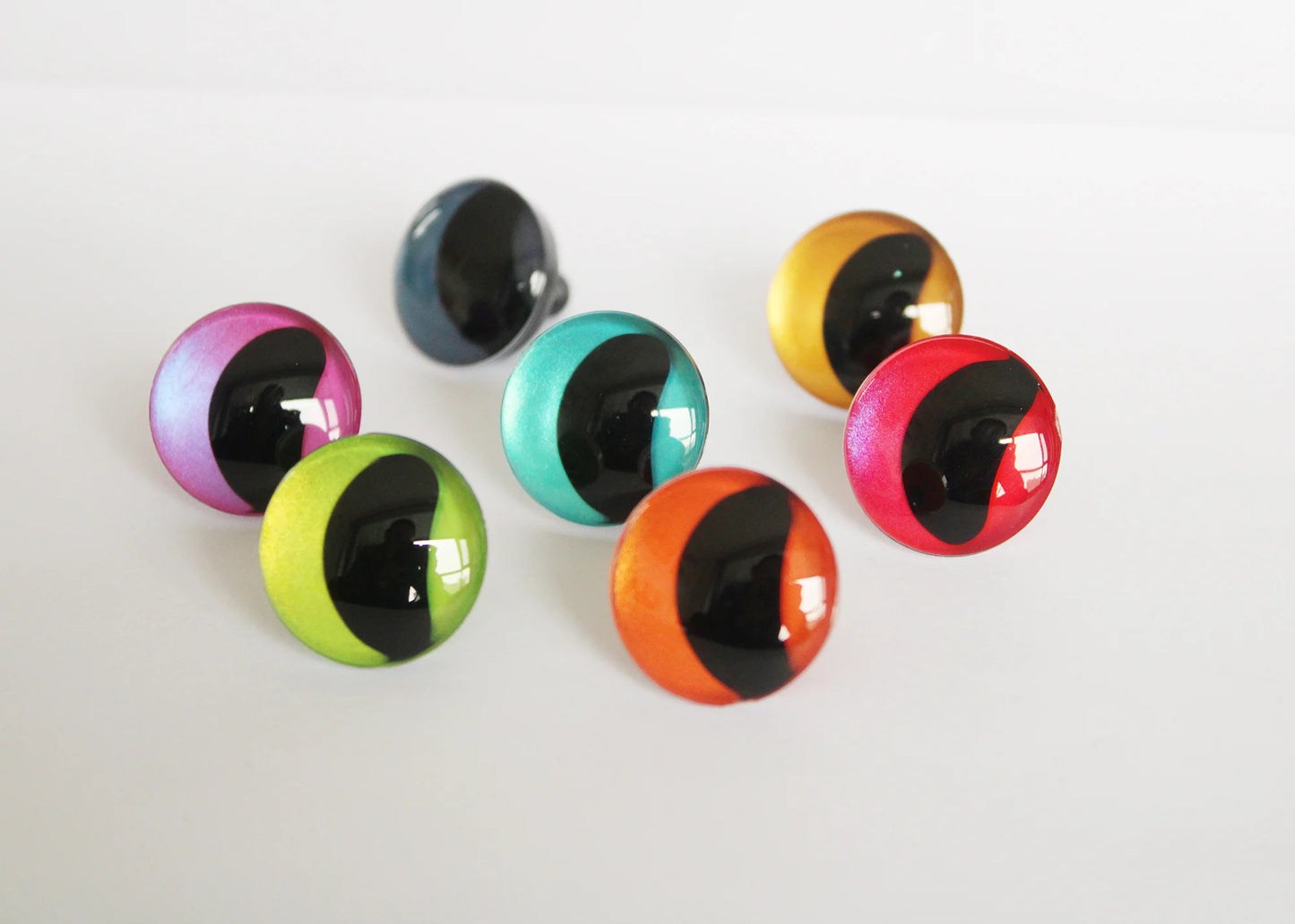 30PCs Size 16mm-30mm Colourful Safety Eyes Black Pupil Funny Shape Painted 3D Eyes & Washer #DIY amigurumi plush stuffed doll animal making