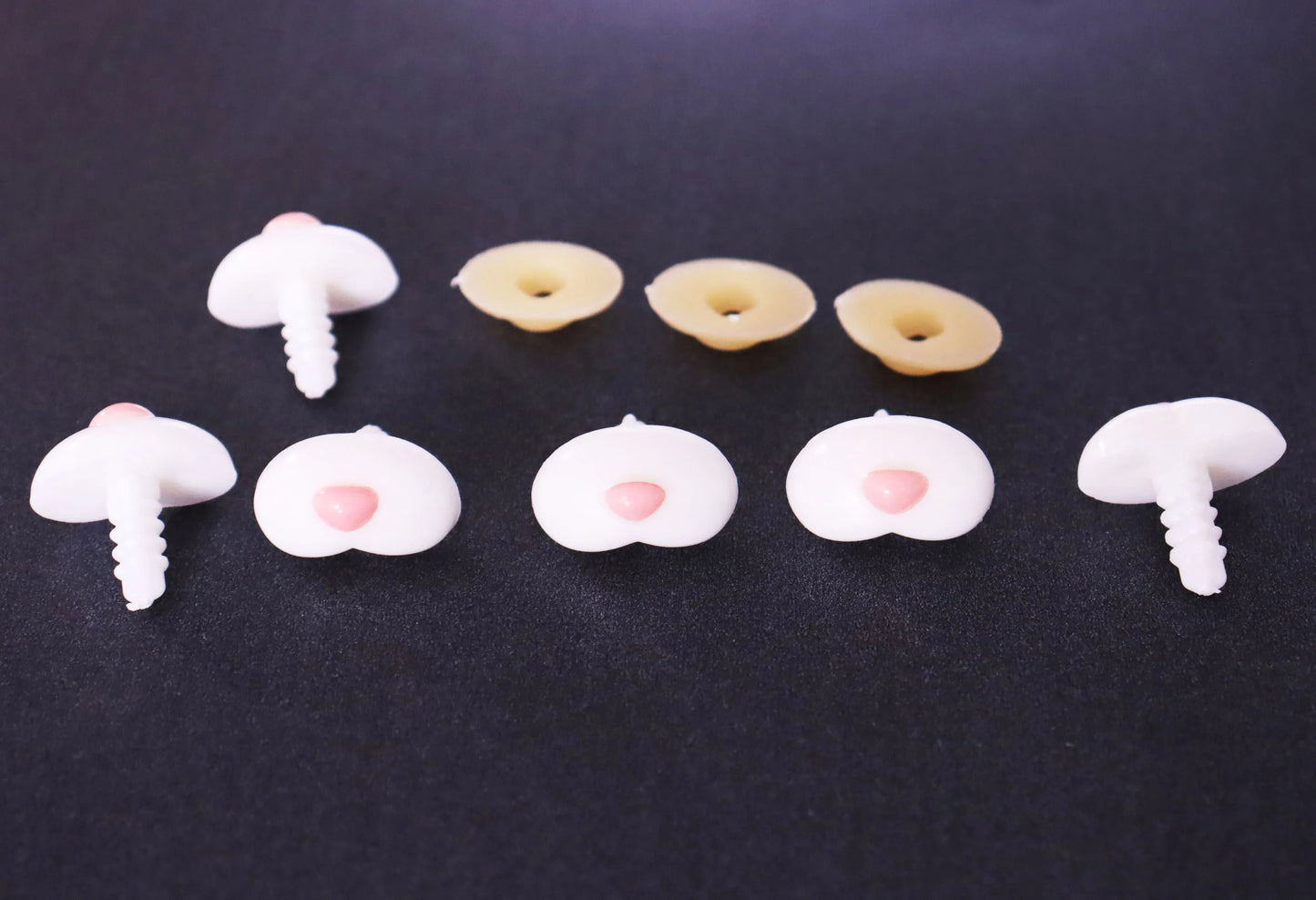 12x20mm / 14x24mm Bear Toy White Safety Noses with Tiny Pink Style for Plush Amigurumi Bear, 50PCs