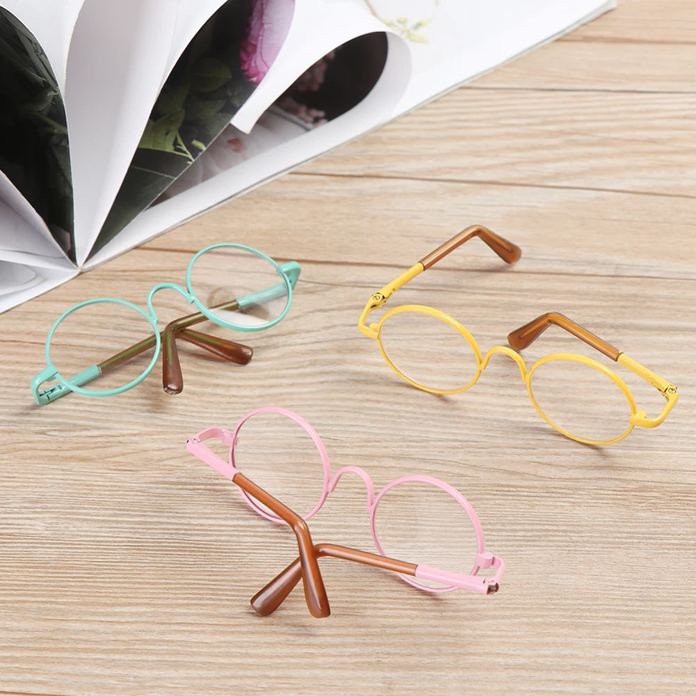 1 PC - 18inch Fashion Doll Eye Glasses Round-Shaped Colourful Glasses #Toy Crochet DIY Doll Craft Making #Blyth Doll - Size: 8cm