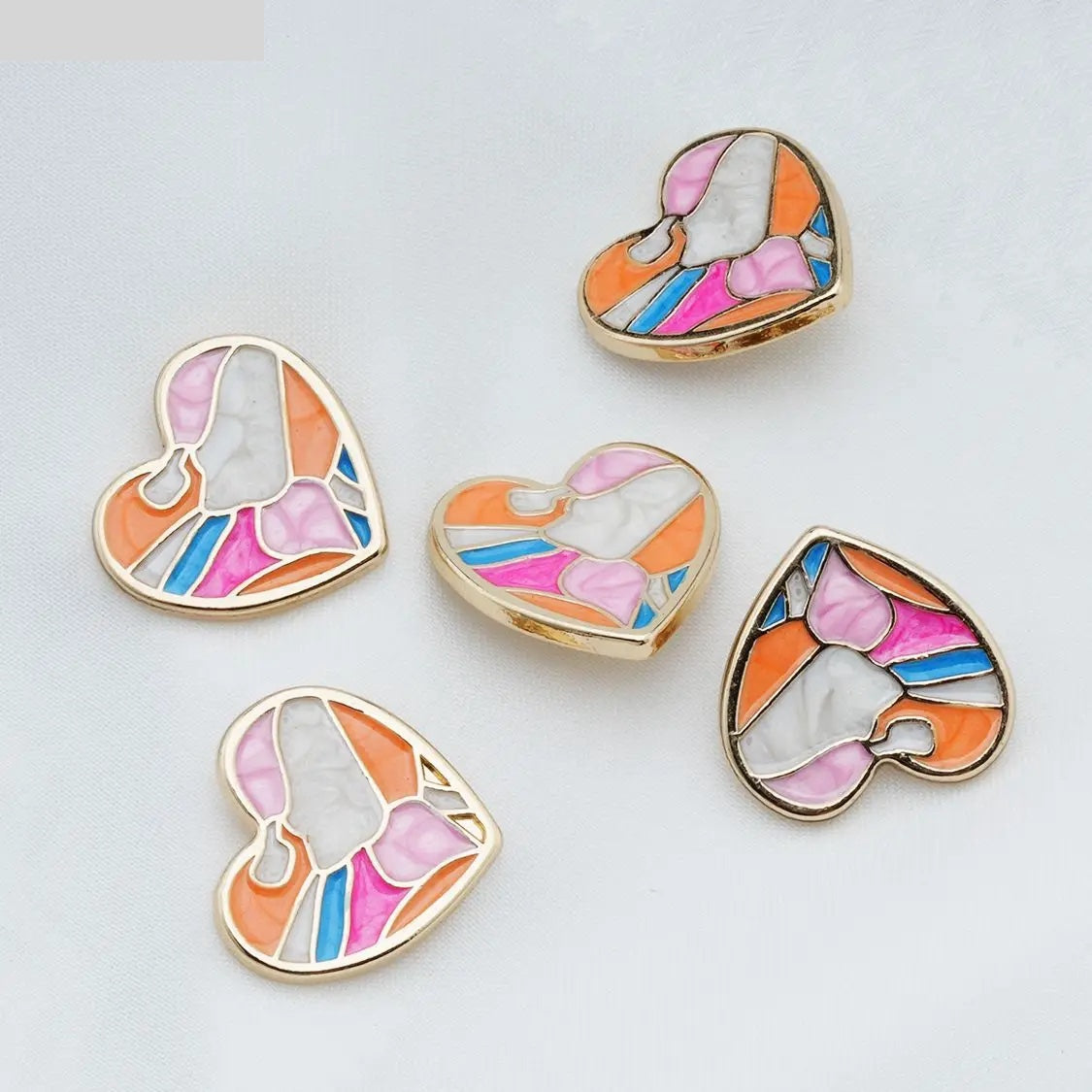 20mm 5PCs Colourful Heart Metal Button in Two Different Tone Metal Shank Buttons