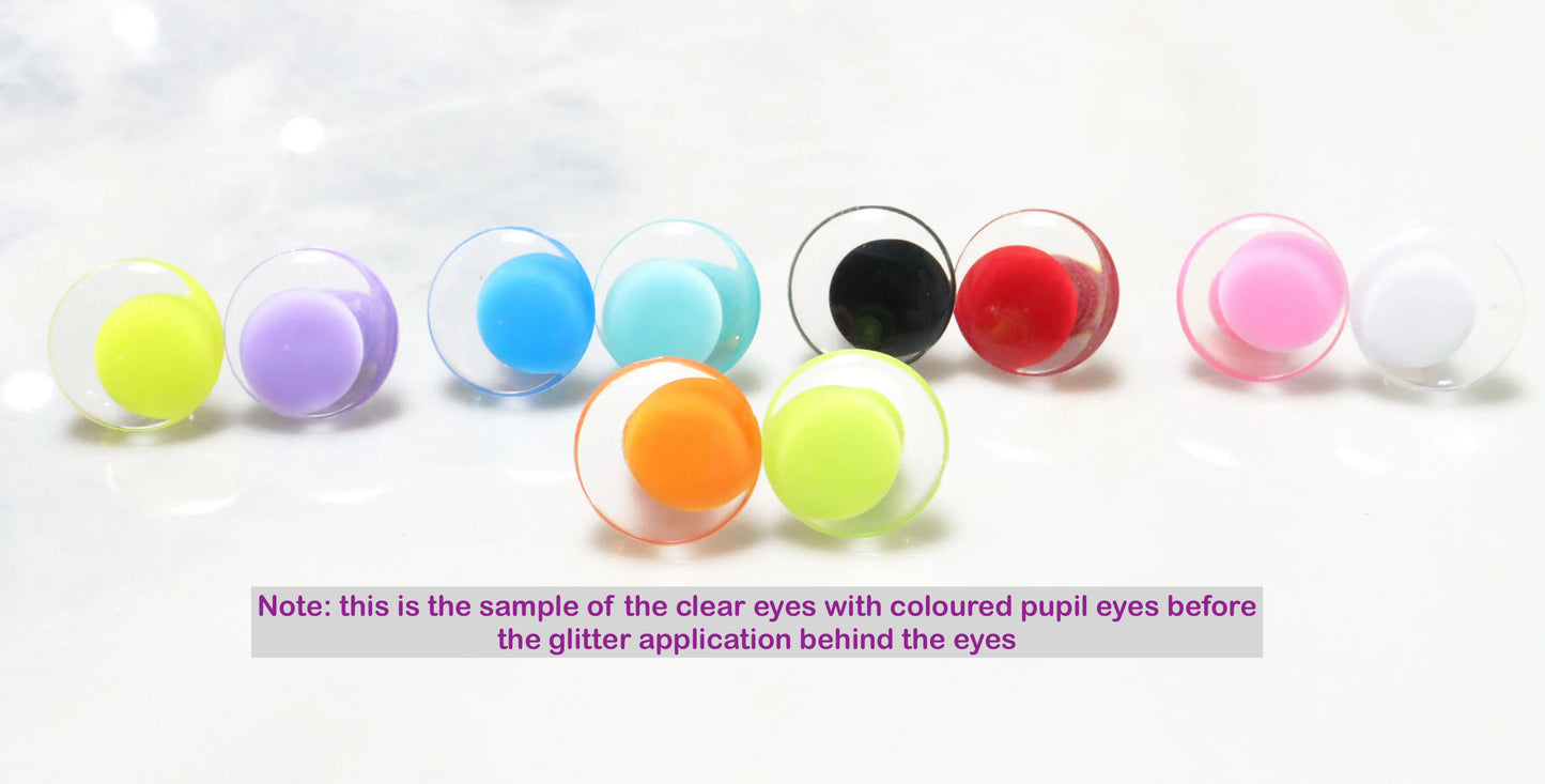 10Pairs Size 25mm 30mm Mix Colour Style of 10 Colour Pupil Safety Eyes 3D Funny Eyes with 10 Glitter Colour & Washer #DIY amigurumi plush making