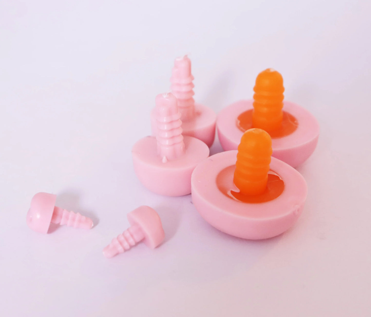 8x10mm/15x18mm/24x25mm Knitted Stuffed Pig Plastic Pink Safety Nose with Washers, 50PCs