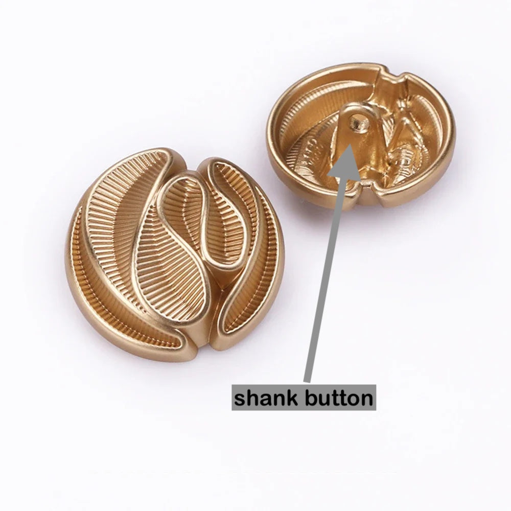 18mm 23mm 10PCs Irregular Style Gold Metal Button in Flower Design Shank Style Button
