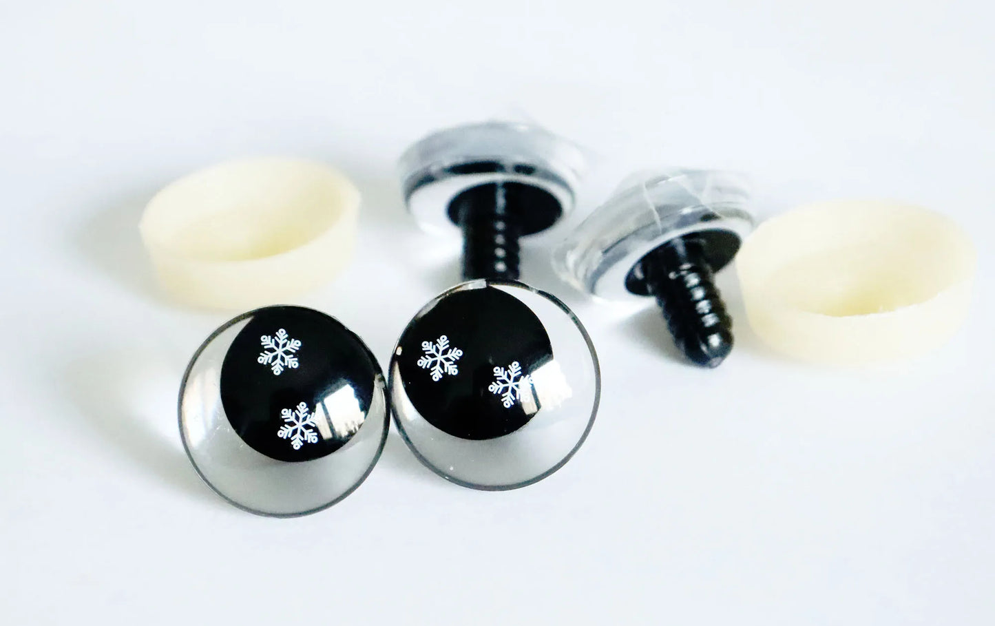 10Pairs Size 18mm 20mm 25mm Clear 3D Funny Safety Style Eyes and Washer + SnowFlake Style Black Pupil Eyes #DIY amigurumi plush stuffed doll toy making