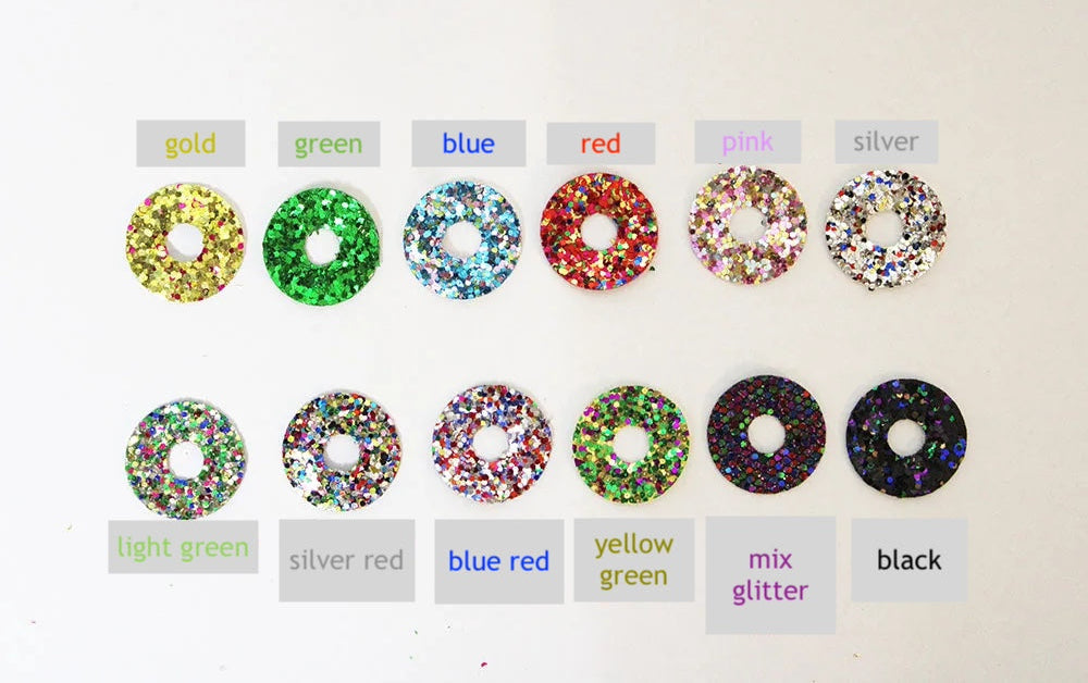 10Pairs Size 14-16-18-20-25-30-35mm Cartoon 3D Round Glitter Plush Funny Toy Safety Eyes with White Pupil Eyes with Glitter Colour and Washer #DIY amigurumi stuffed making