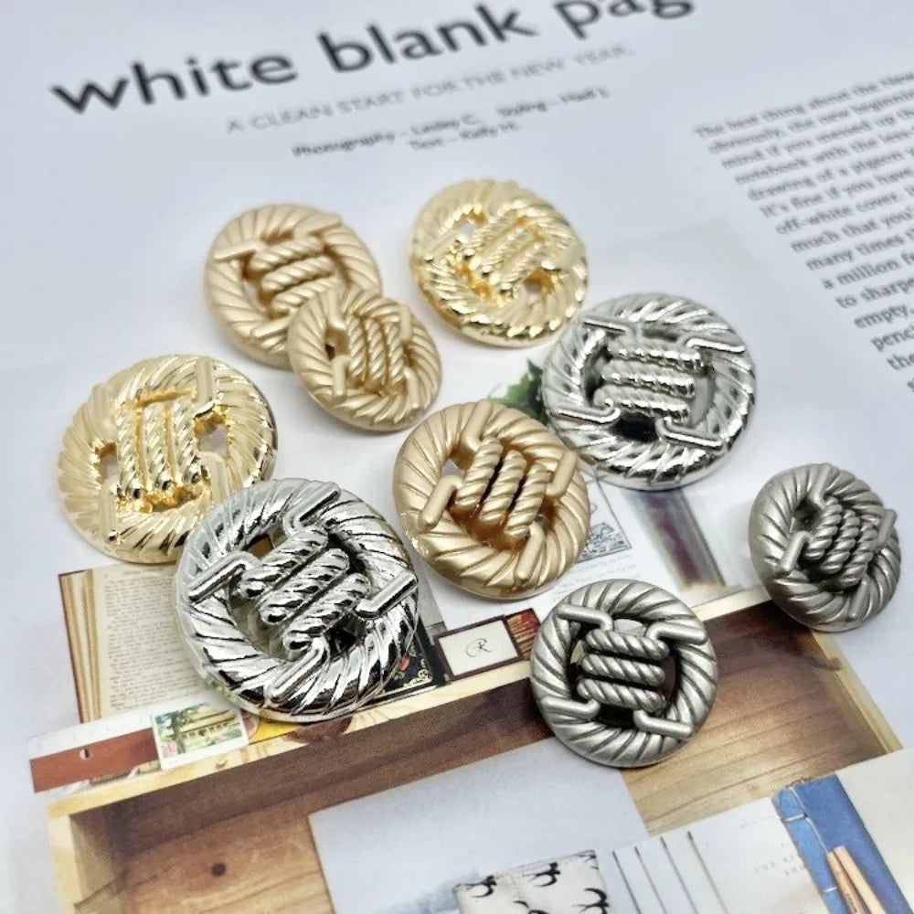 10PCs 15mm-20mm-25mm Shank Style Knot with Hollow Style Metal Button in Gold or Silver #Clothing Sewing Jacket Blazer Coat metal buttons