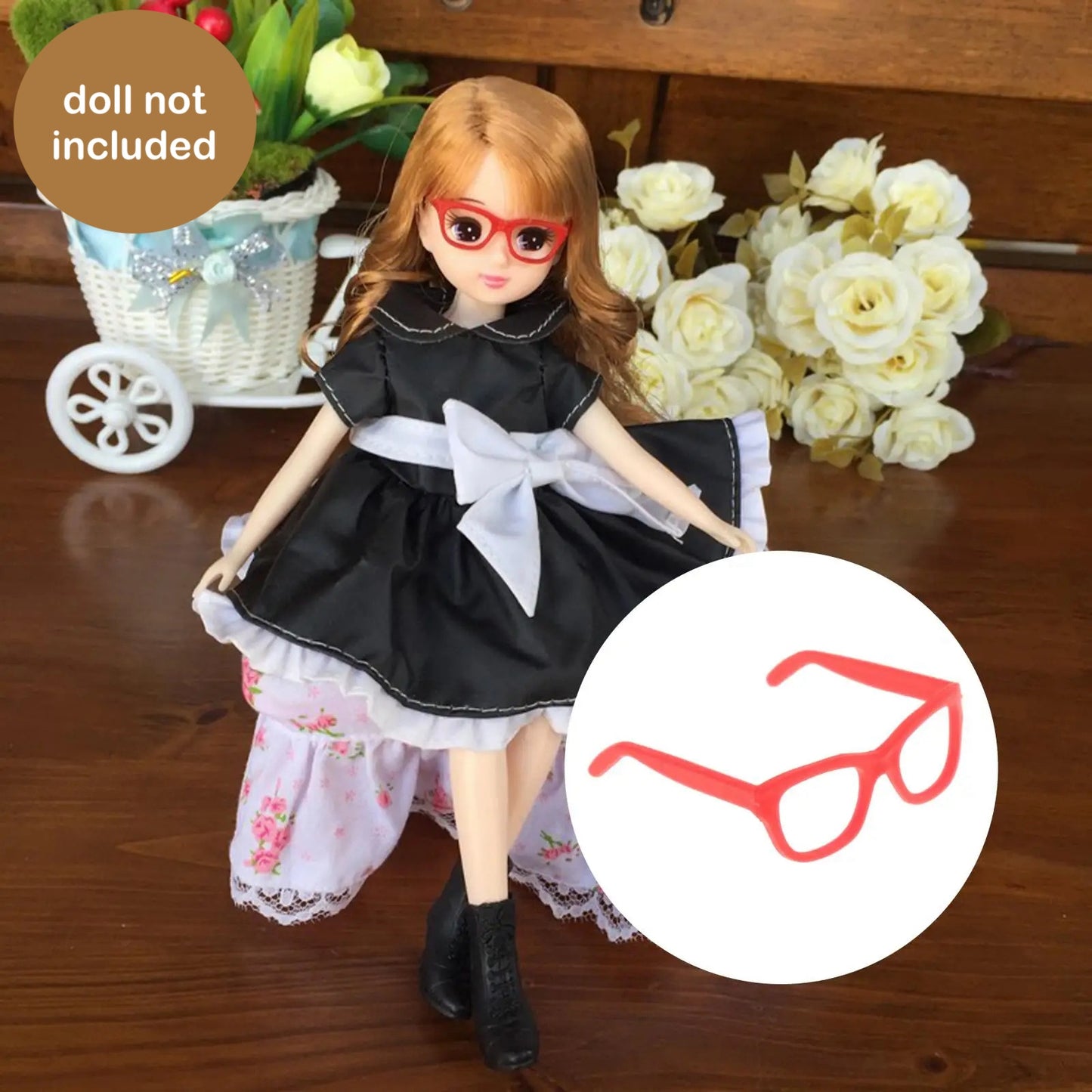 1PC 1/6 Miniature Doll Plastic Miniature Glasses in Red White Black Style