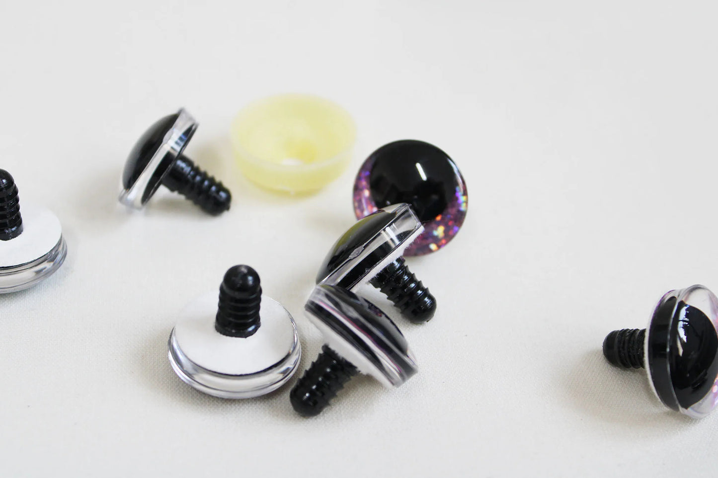 10Pairs Size 12-14-16-18-20mm Cartoon 3D Glitter Plush Amigurumi Funny Toy Safety Eyes Black Pupil Eyes with Washer & Glitter Colour