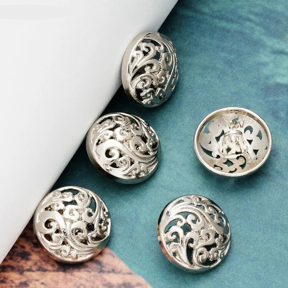 5PCs 12.5mm 15mm 18mm 20mm 23mm 25mm Gold/Silver/Black Round Hollow Metal Shank Button