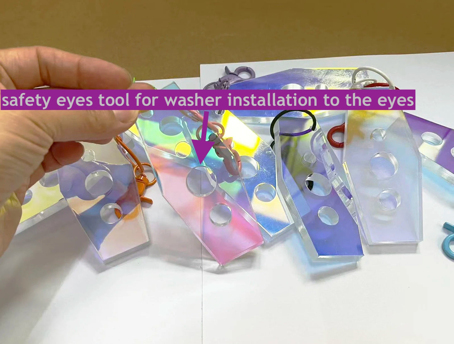 10x4.5cm Safety Eyes and Washer installation plastic tool for DIY doll plush amigurumi making, 5PCs