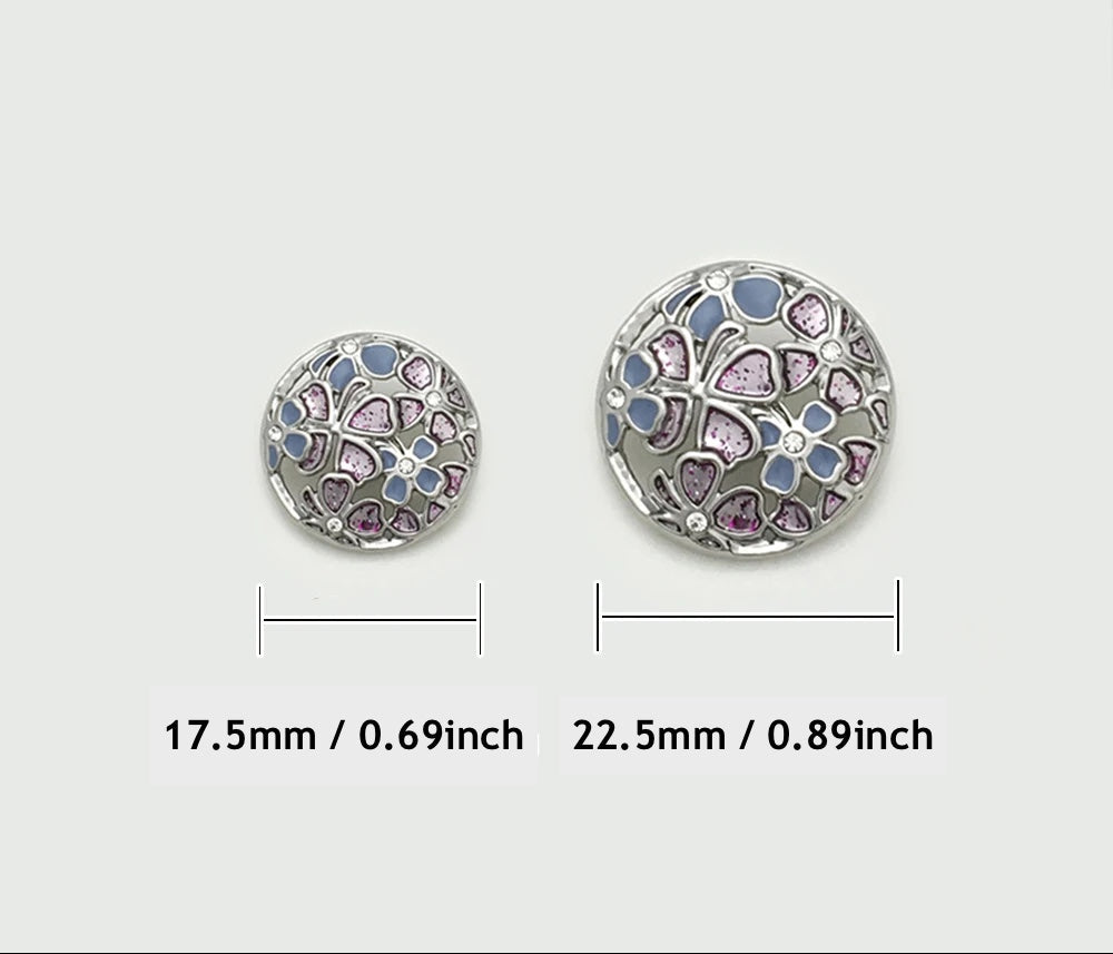 10PCs 17.5mm 22.5mm Round Metal Button Hollow Style 4 Petals Design 2 Colours option