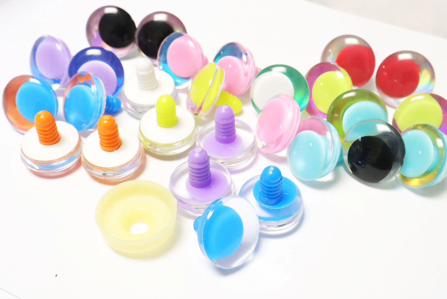 10Pairs Size 25mm 30mm Mix Colour Style of 10 Colour Pupil Safety Eyes 3D Funny Eyes with 10 Glitter Colour & Washer #DIY amigurumi plush making