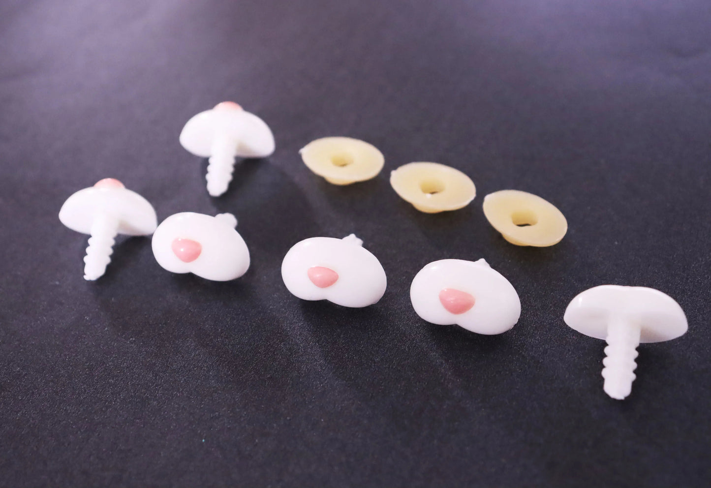 12x20mm / 14x24mm Bear Toy White Safety Noses with Tiny Pink Style for Plush Amigurumi Bear, 50PCs