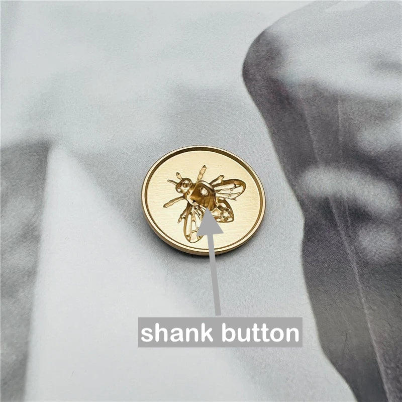 10PCs 20mm 25mm Silver/Gold/Black Bee Design Round Metal Shank Button