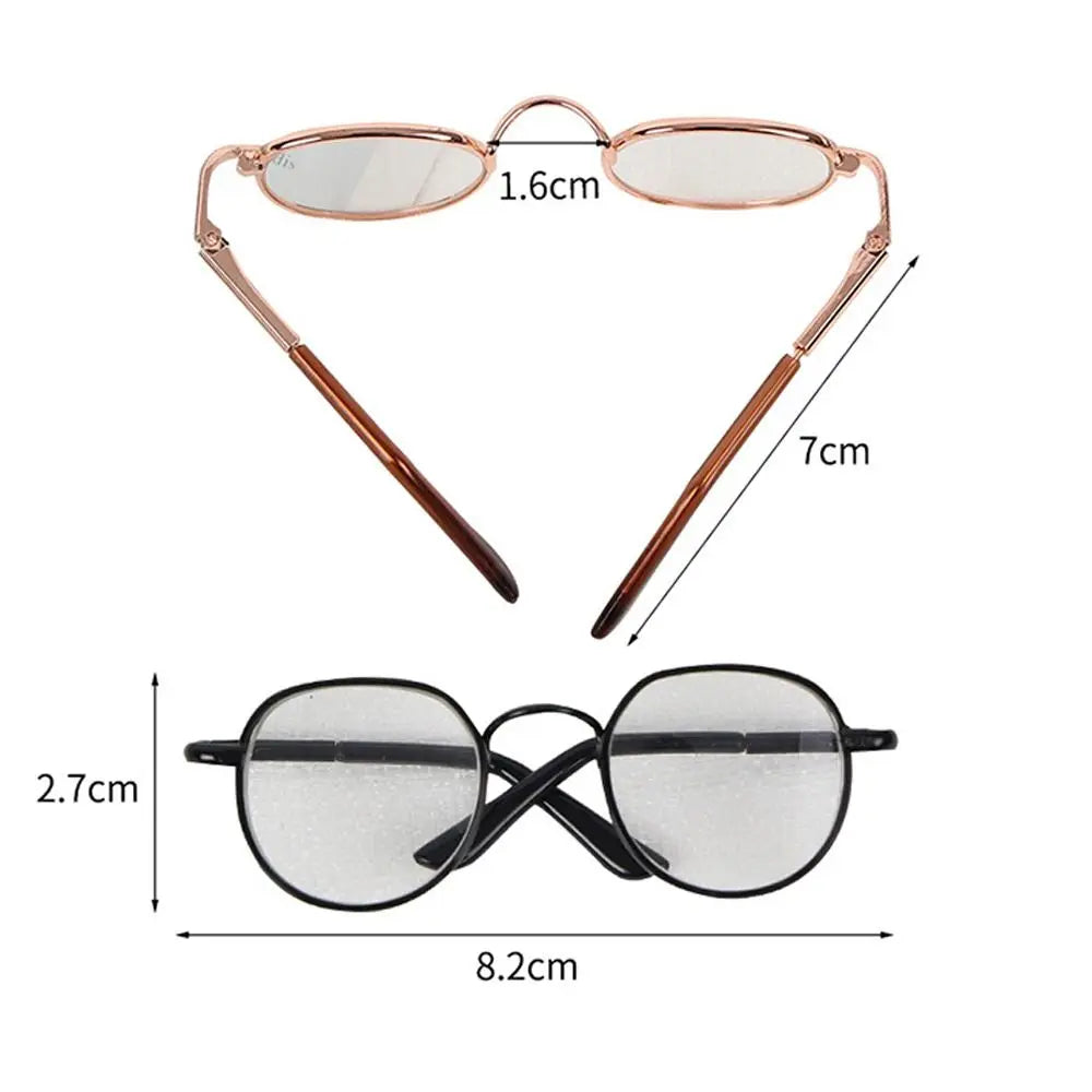 1 Piece 8.2cm Toy Doll Almost Round Metal Frame Eyeglasses in #DIY Plush Doll BJD Blyth American Girls Doll