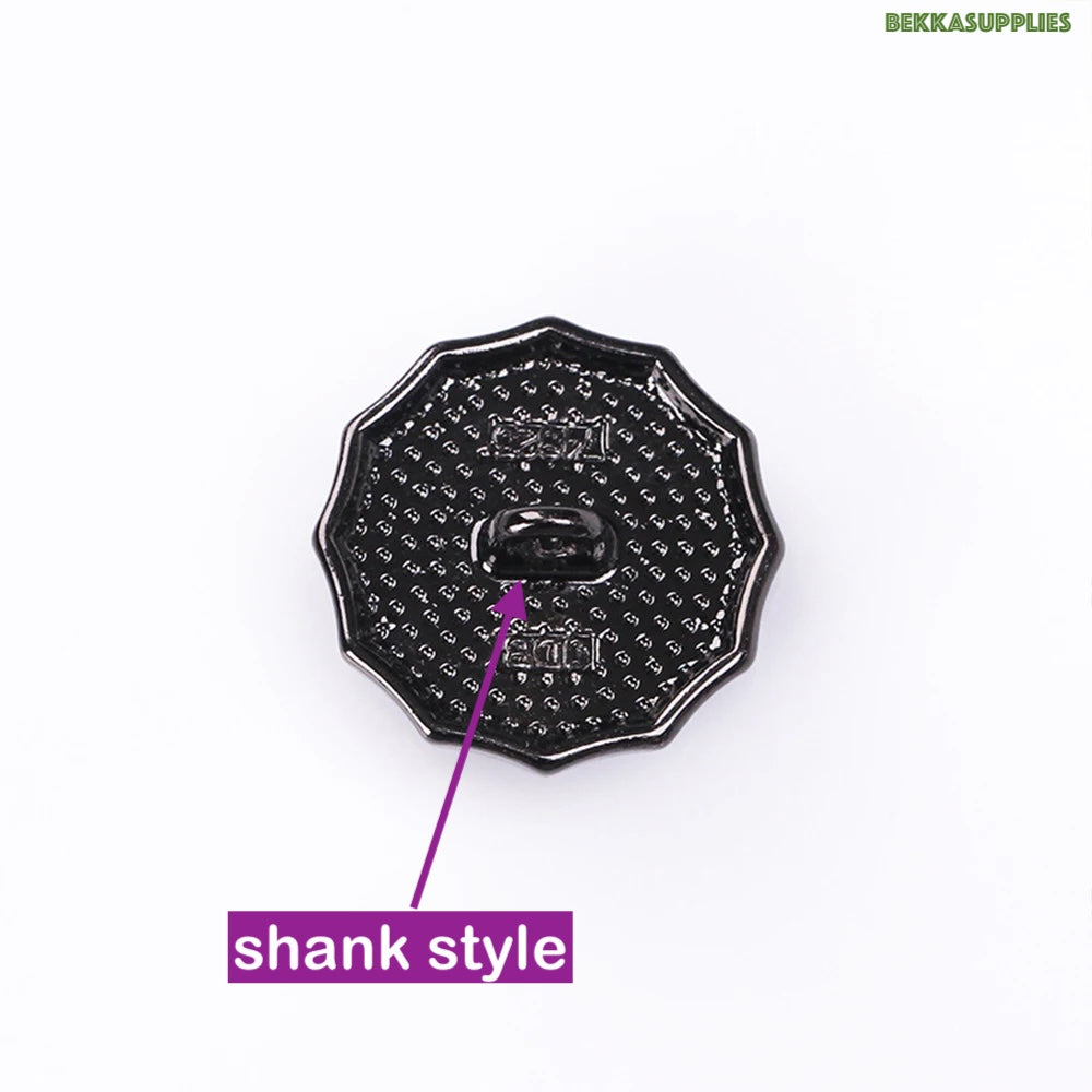16mm 22mm Black Metal Button with Shank Style Round Black Metal Button