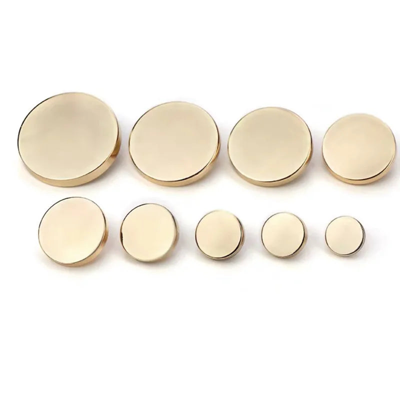 10PCs 10mm/15mm/20mm/25mm Round Metal Sewing Shank Button in Gold Silver Dark Grey Style