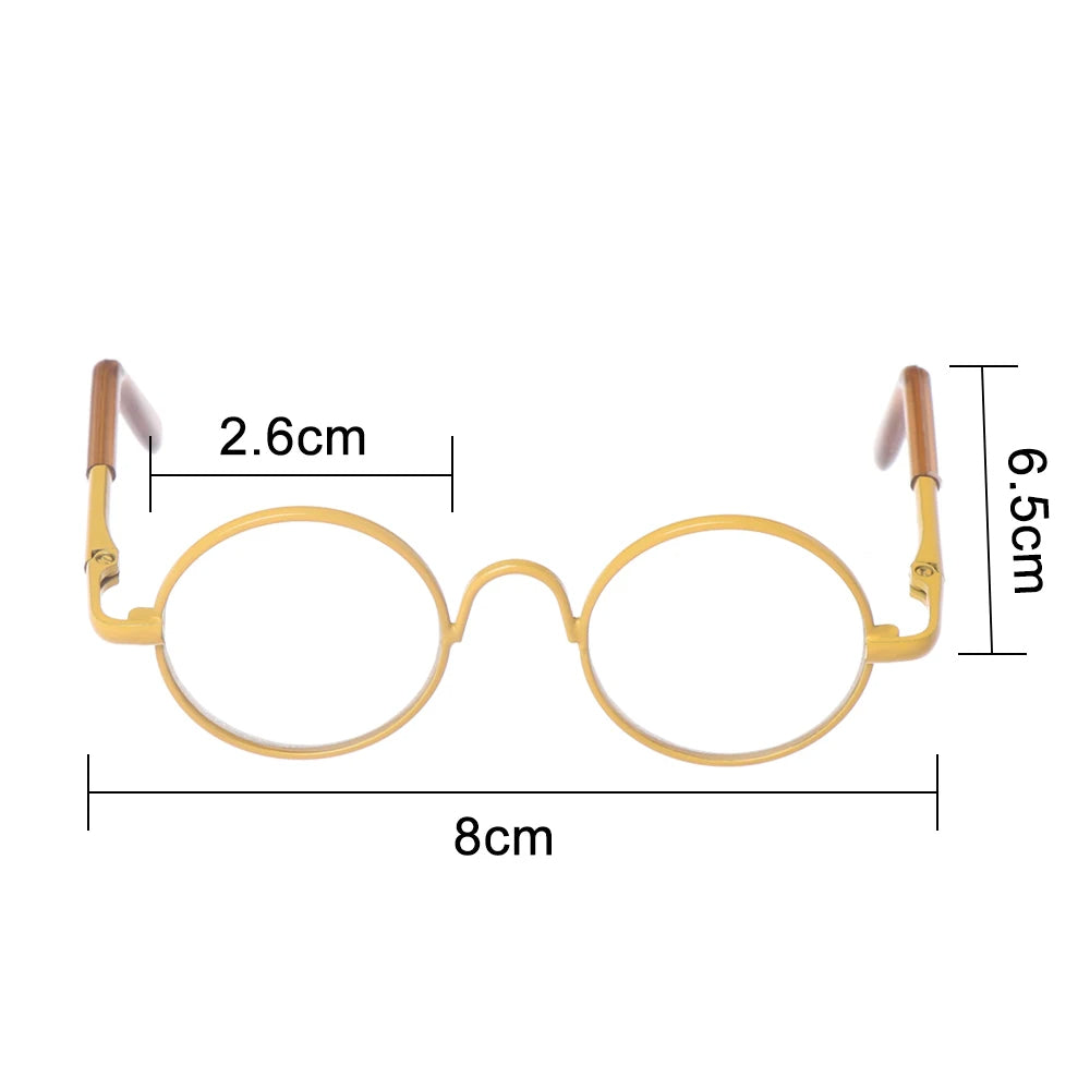 1 PC - 18inch Fashion Doll Eye Glasses Round-Shaped Colourful Glasses #Toy Crochet DIY Doll Craft Making #Blyth Doll - Size: 8cm