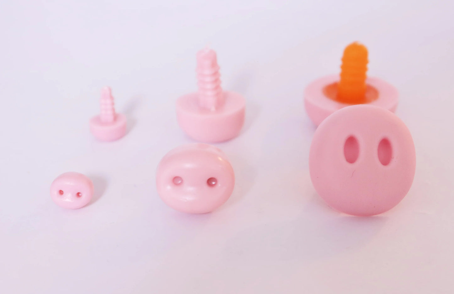 8x10mm/15x18mm/24x25mm Knitted Stuffed Pig Plastic Pink Safety Nose with Washers, 50PCs