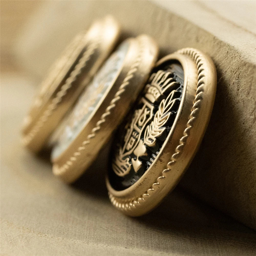 15mm 20mm 25mm 10PCs Retro Style Round Metal Shank Button in Black or Gold style