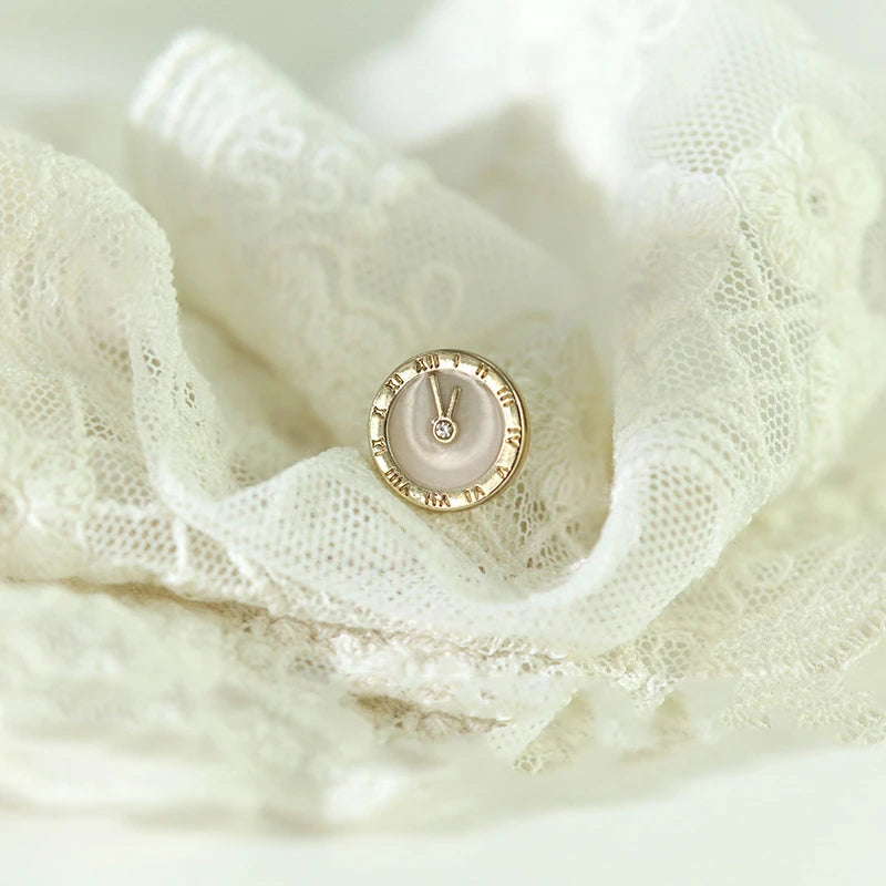 12mm 10PCs Metal Button Clock Pattern Shank Button in Black or White Colour - one size