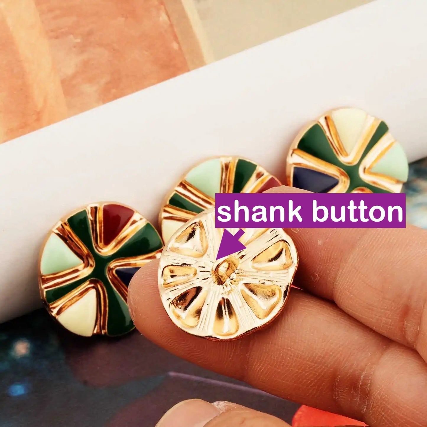 5PCs 25mm Round Colourful Metal Shank Style Button #DIY overcoat clothing needlework blazer jacket coat cardigan buttons