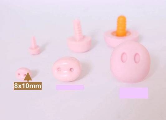 8x10mm/15x18mm/24x25mm Knitted Stuffed Pig Plastic Pink Safety Nose with Washers, 50PCs