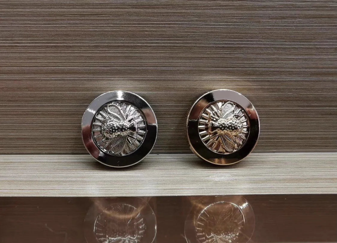 10PCs 15mm 20mm 25mm Gold Metal Button Silver Metal Round Shank Button in Bee Design