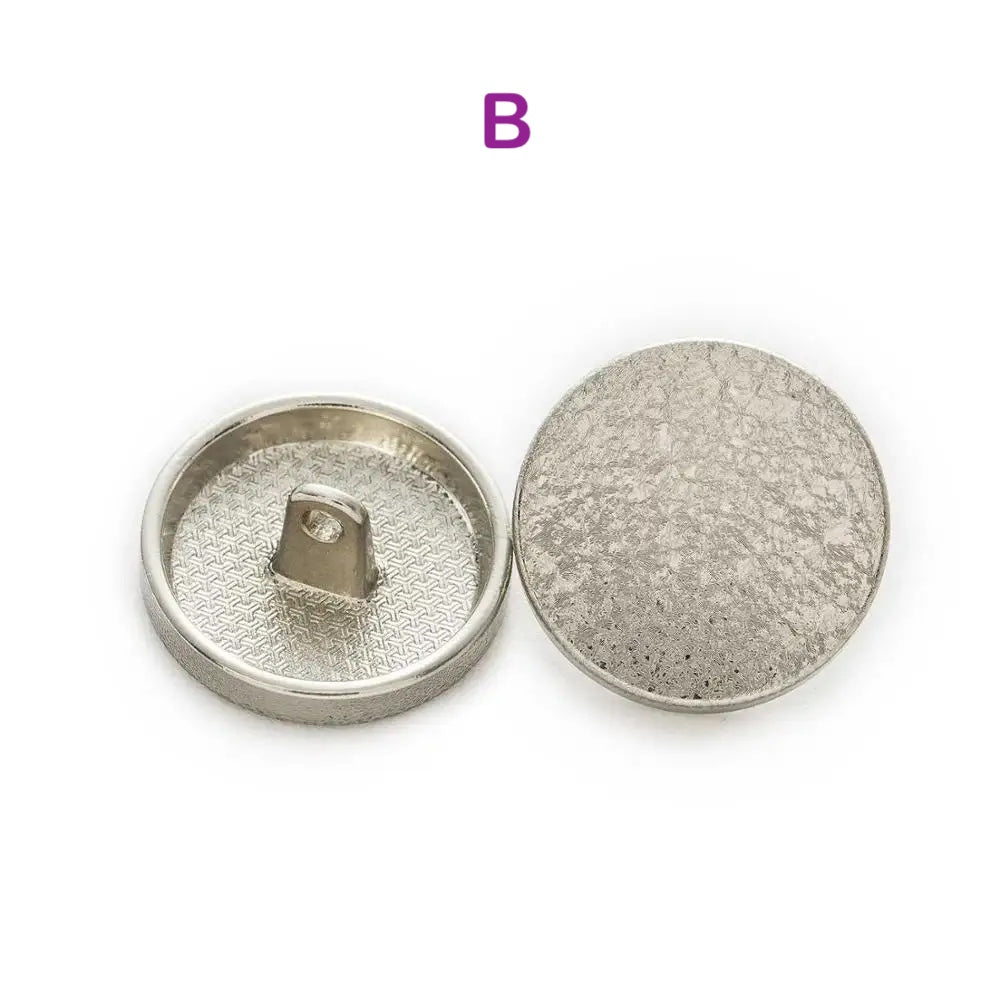 5PCs 15mm 18mm 20mm 23mm 25mm Round Metal Shank Button 4 Colours Style