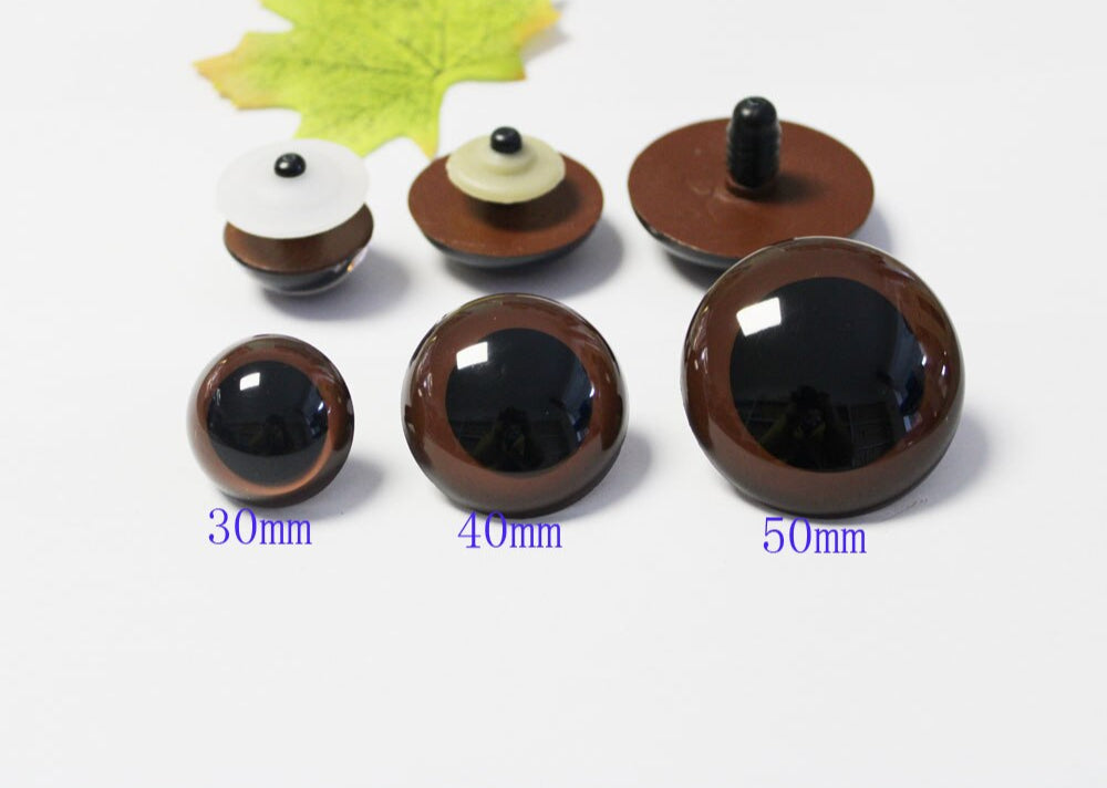1 Pair Size 30mm 40mm 50mm 60mm Brown Safety Eyes with washer #DIY Amigurumi Plush Stuffed Doll Toy making