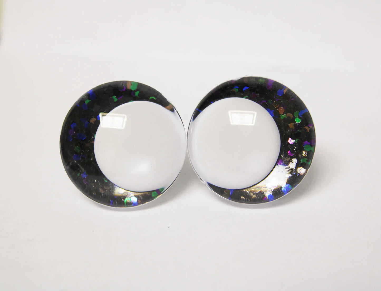 10Pairs Size 14-16-18-20-25-30-35mm Cartoon 3D Round Glitter Plush Funny Toy Safety Eyes with White Pupil Eyes with Glitter Colour and Washer #DIY amigurumi stuffed making