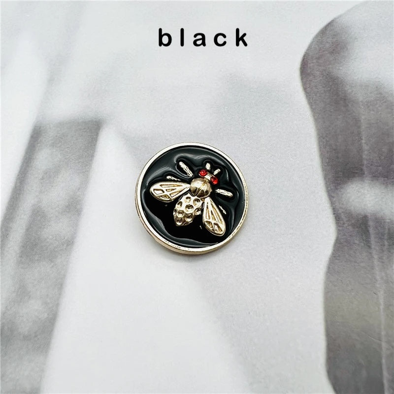 10PCs 20mm 25mm Silver/Gold/Black Bee Design Round Metal Shank Button