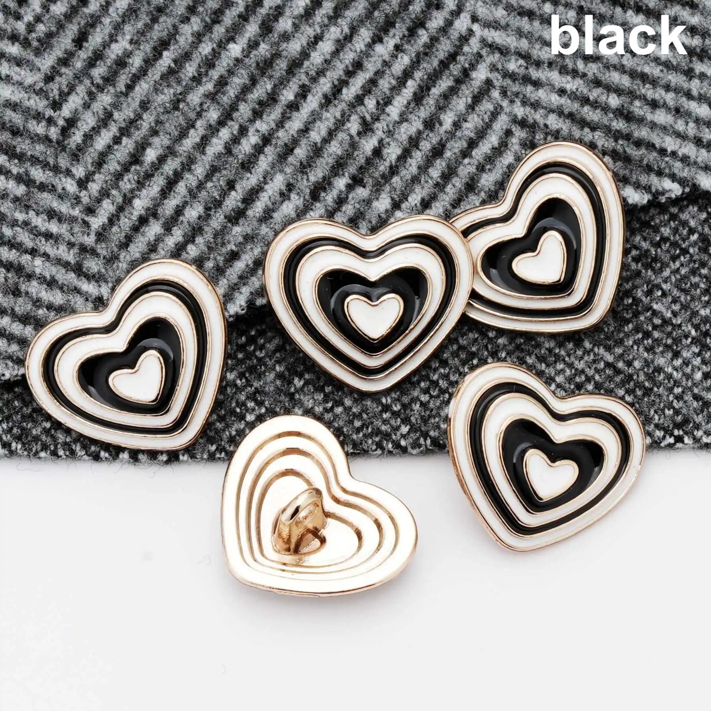 5PCs 18mm/23mm Heart Shape Metal Button in Assorted Colours Shank Style for DIY clothing sewing overcoat blazer jacket cardigan