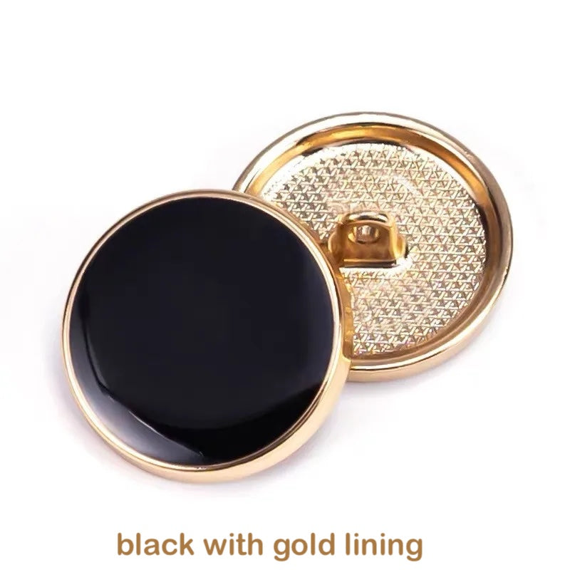 10PCs 11.5mm 15mm 20mm 25mm Black Metal Button White Metal Button with lining round shank style buttons