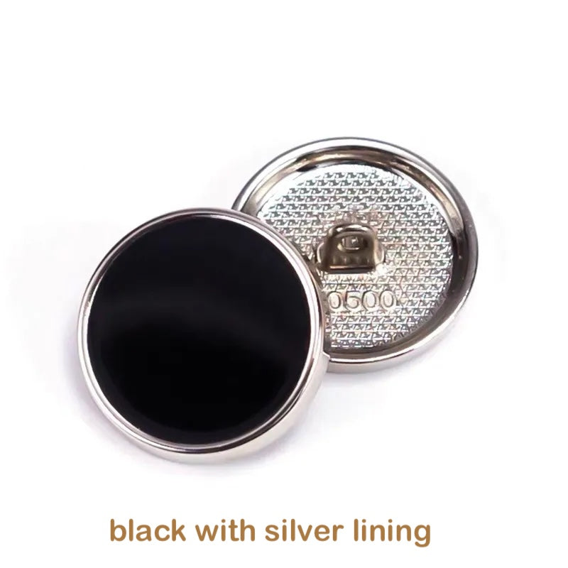 10PCs 11.5mm 15mm 20mm 25mm Black Metal Button White Metal Button with lining round shank style buttons