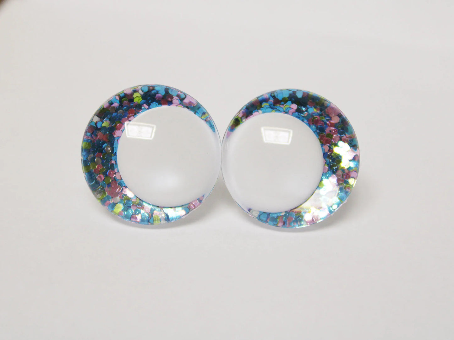 10Pairs Size 14-16-18-20-25-30-35mm Cartoon 3D Round Glitter Plush Funny Toy Safety Eyes with White Pupil Eyes with Glitter Colour and Washer #DIY amigurumi stuffed making