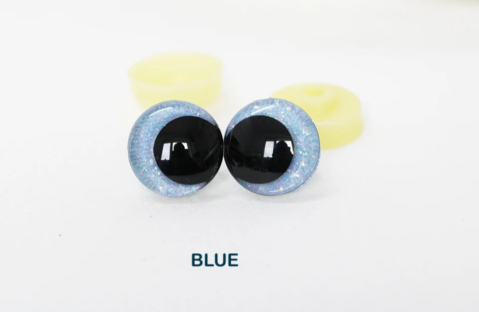 10Pairs Size 12-14-16-18-20-25-30-35-40mm Cartoon 3D Glitter Plush Amigurumi Funny Eyes Safety Eyes Black Pupil Eyes with Washer