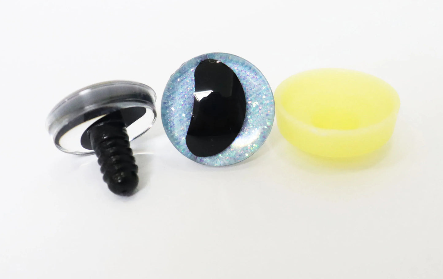 20PCs Size 16-18-20-25-30mm 3D Clear Safety Eyes with Black Pupil Funny Moon Eyes + Glitter Colour & Washer #DIY amigurumi plush stuffed doll toy making