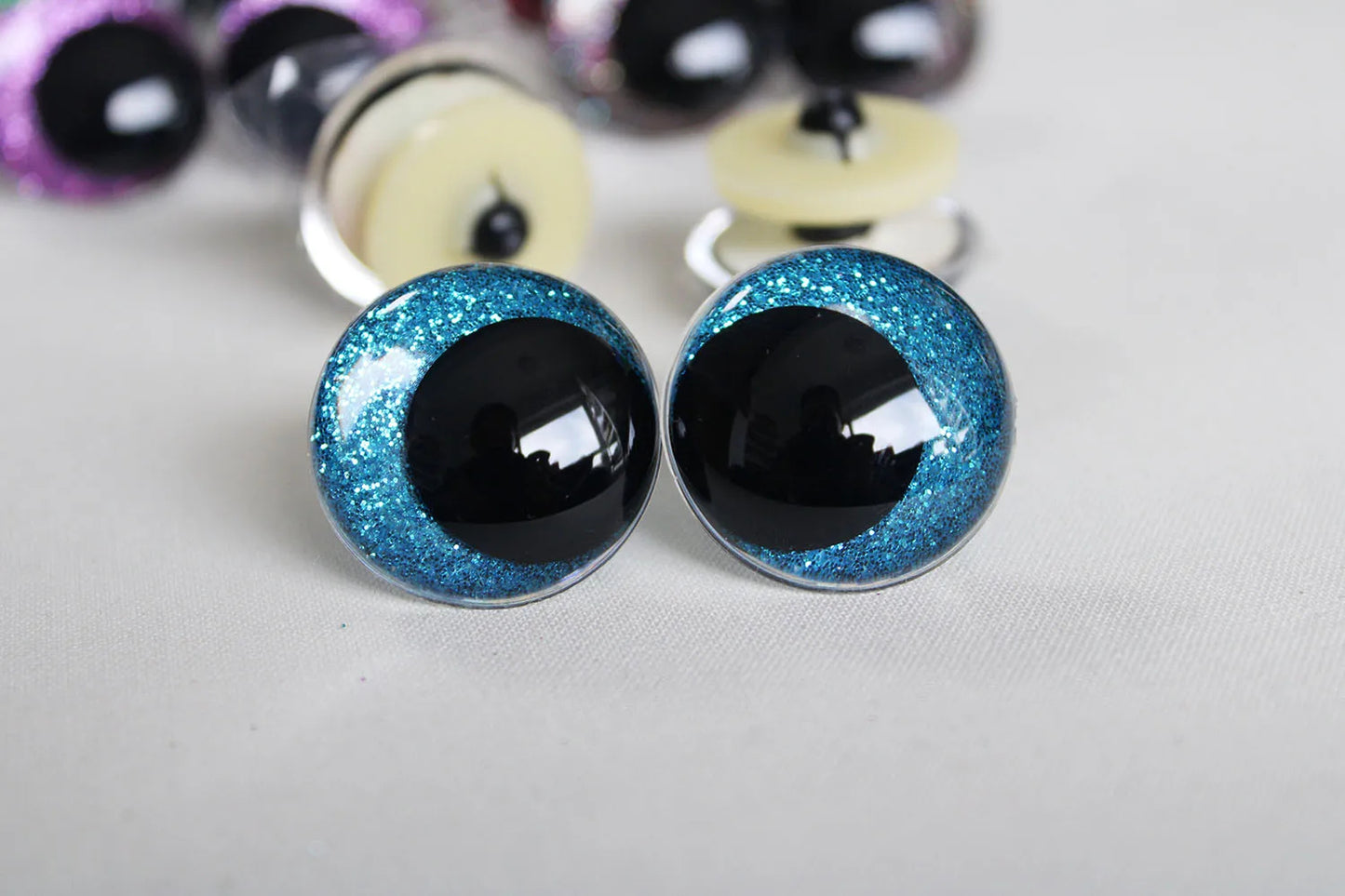 10Pairs Size 12mm-20mm Cartoon Round Glitter Plush Funny Toy Safety Eyes with glitter colour and washer #doll animal plush stuffed crochet amigurumi making