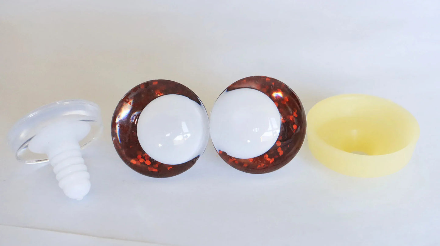 10Pairs Size 14mm-35mm Cartoon 3D Funny Style Safety Eyes with White Pupil Eyes, 11 kinds Glitter Colours & Washers #DIY amigurumi plush making