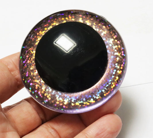 2PCs Size: 30-40-50-60mm Big Size Glitter Colour Safety Eyes with glitter colour and washer [1 Pair] - 11 colours option 4 sizes