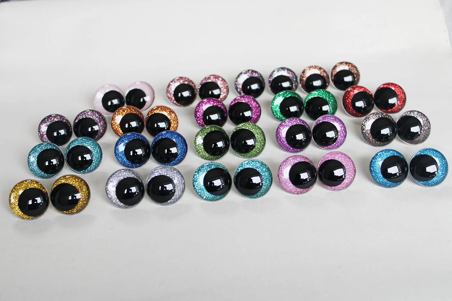 10Pairs Size 23mm 28mm Cartoon Round Glitter Plush Funny Toy Safety Eyes with glitter colour and washer #doll animal plush stuffed crochet amigurumi making