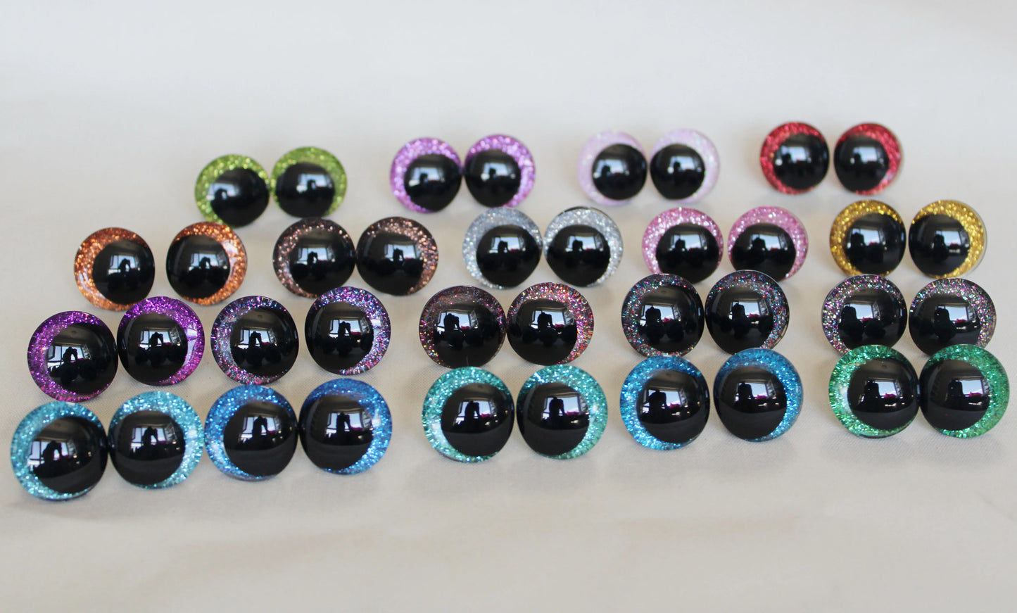 10Pairs Size 25mm 30mm 35mm 40mm Cartoon 3D Glitter Plush Funny Safety Eyes with washer and glitter colours #DIY Amigurumi Plush making