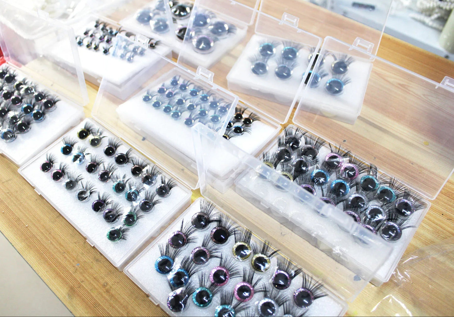 1 box of 12mm/18mm/20mm/25mm/30mm Glitter Colour Safety Eyes with Eyelashes Series and Washers #DIY amigirumi plush stuffed making - colour option selection