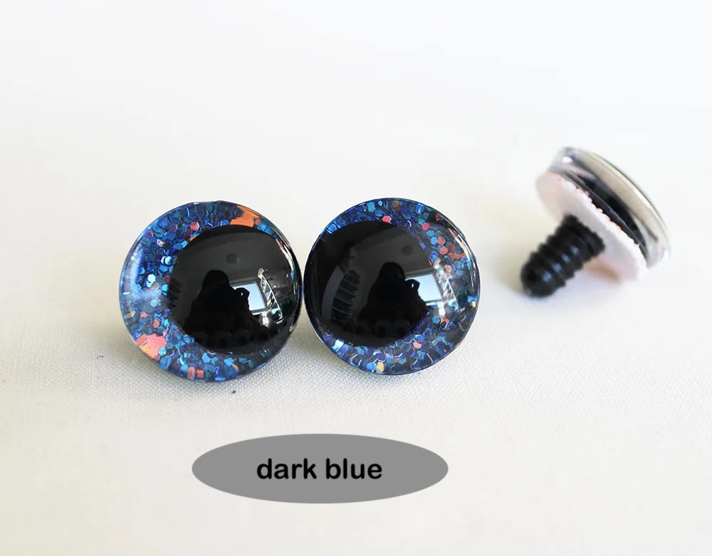 10Pairs Size 12-14-16-18-20-25-30-35-40mm Cartoon 3D Glitter Plush Funny Toy Safety Eyes with glitter colour & washer #DIY amigurmi plush