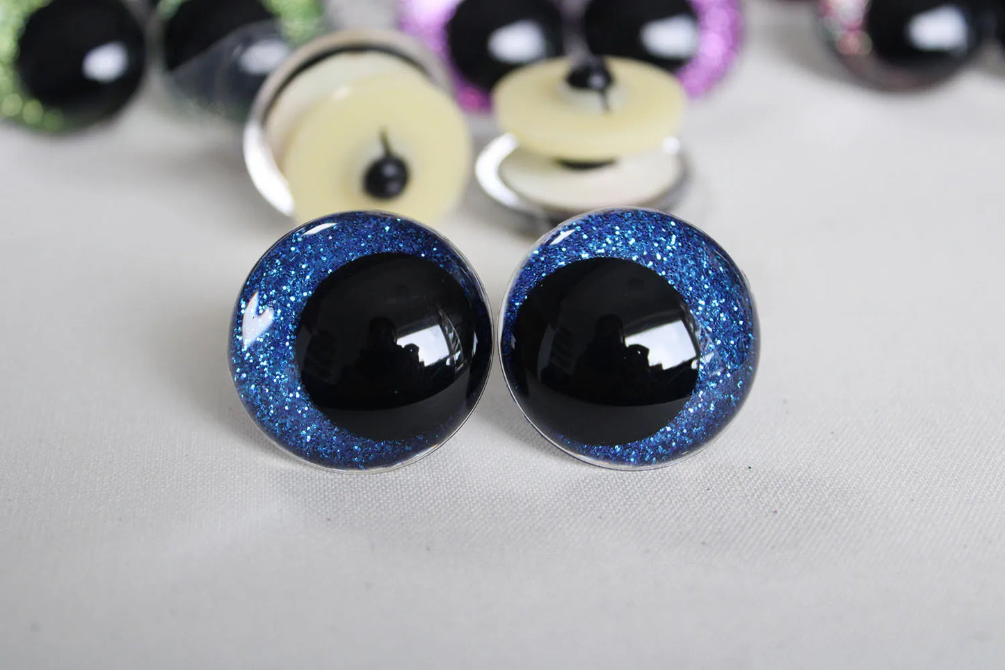 10Pairs Size 12mm-20mm Cartoon Round Glitter Plush Funny Toy Safety Eyes with glitter colour and washer #doll animal plush stuffed crochet amigurumi making