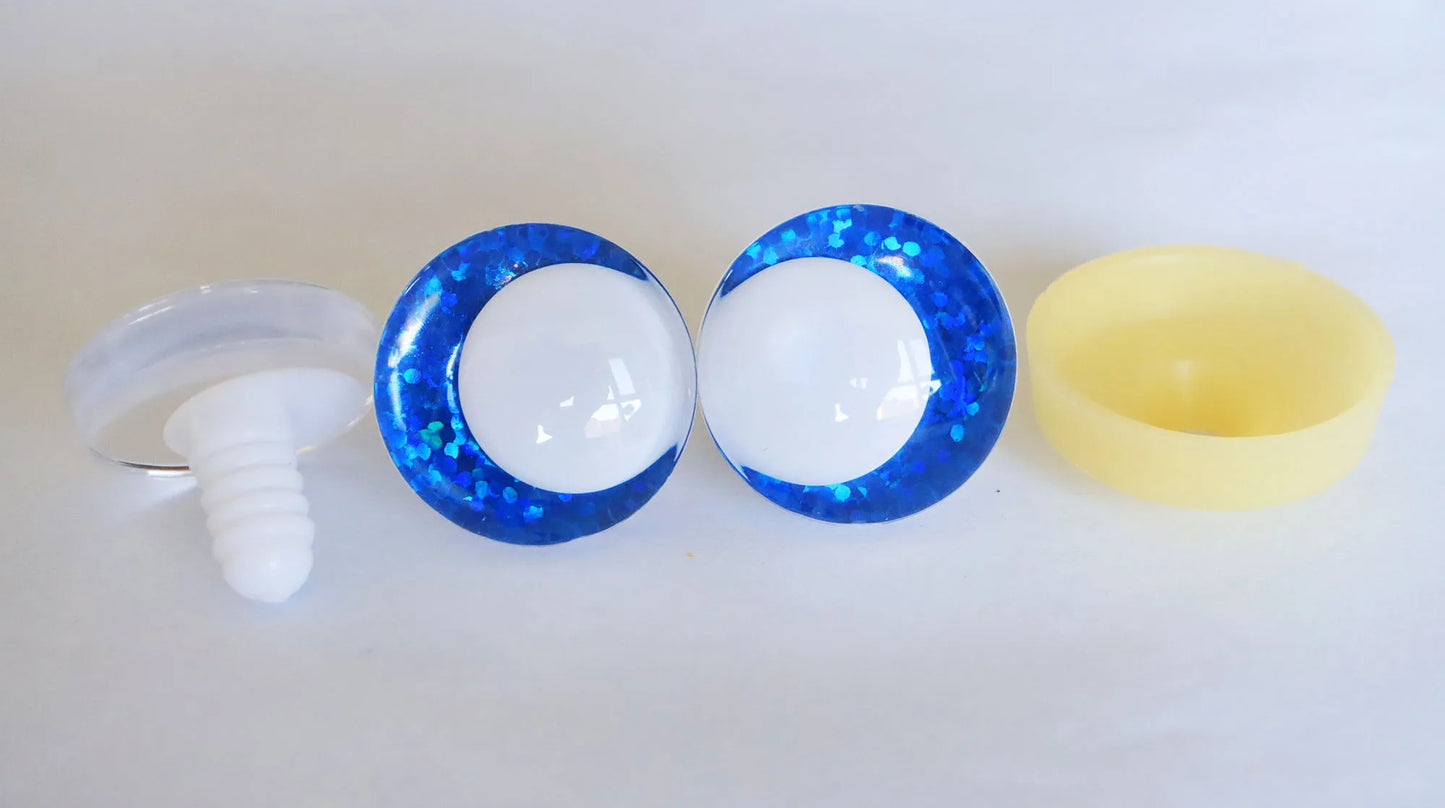 10Pairs Size 14mm-35mm Cartoon 3D Funny Style Safety Eyes with White Pupil Eyes, 11 kinds Glitter Colours & Washers #DIY amigurumi plush making