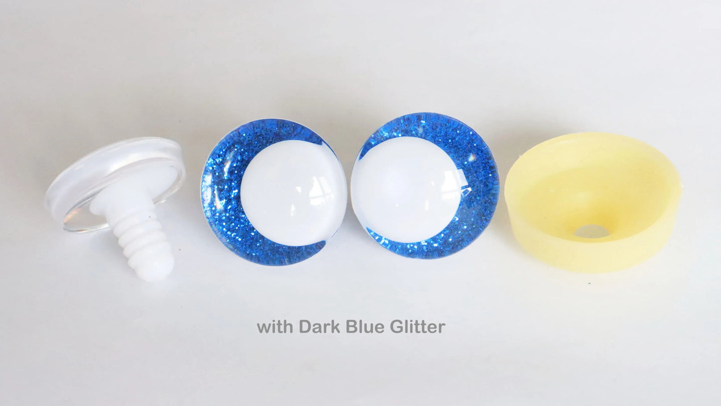 10Pairs Size 14mm-20mm Cartoon 3D Glitter Funny Style Safety Eyes with White Pupil Eyes, Glitter Colour & Washer #DIY amigurumi plush making