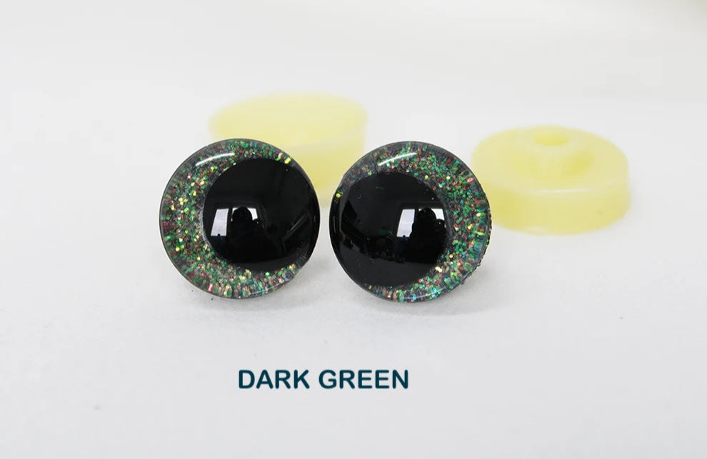 10Pairs Size 12-14-16-18-20-25-30-35-40mm Cartoon 3D Glitter Plush Amigurumi Funny Eyes Safety Eyes Black Pupil Eyes with Washer