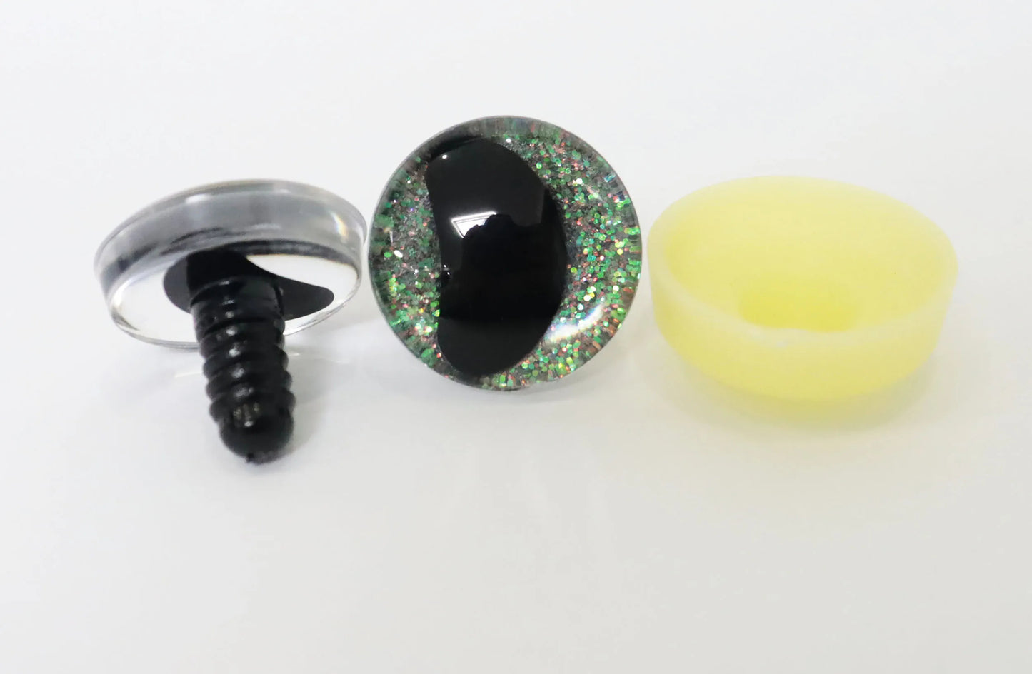 20PCs Size 16-18-20-25-30mm 3D Clear Safety Eyes with Black Pupil Funny Moon Eyes + Glitter Colour & Washer #DIY amigurumi plush stuffed doll toy making